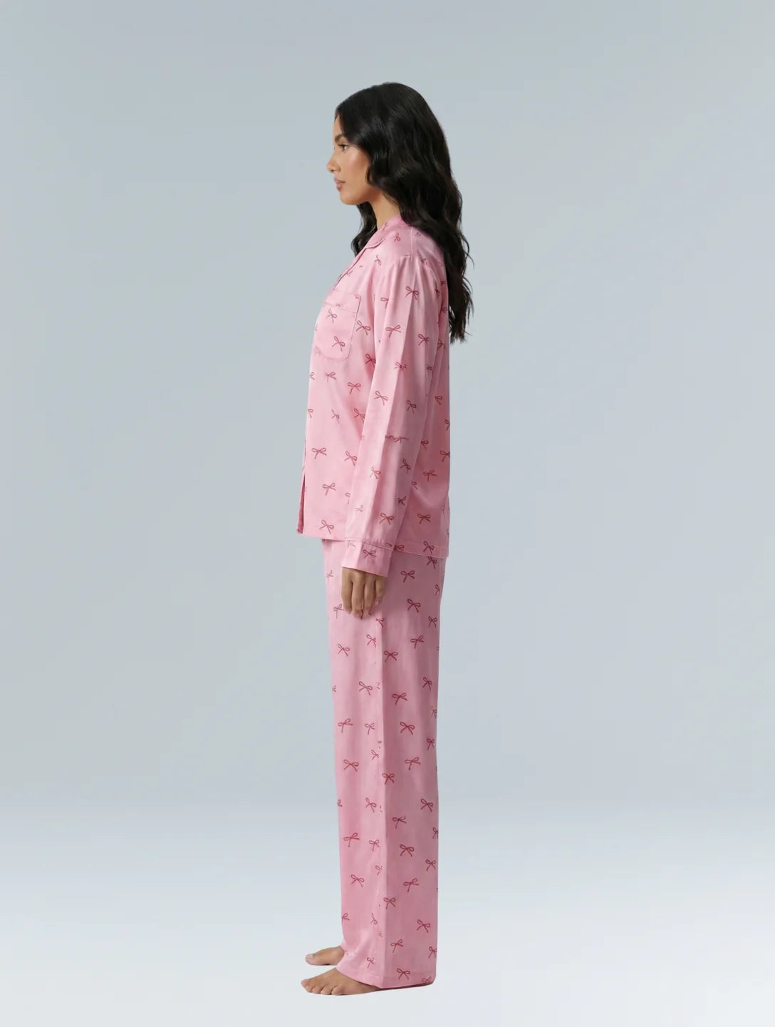 Ensemble pyjama rose en coton avec nœud